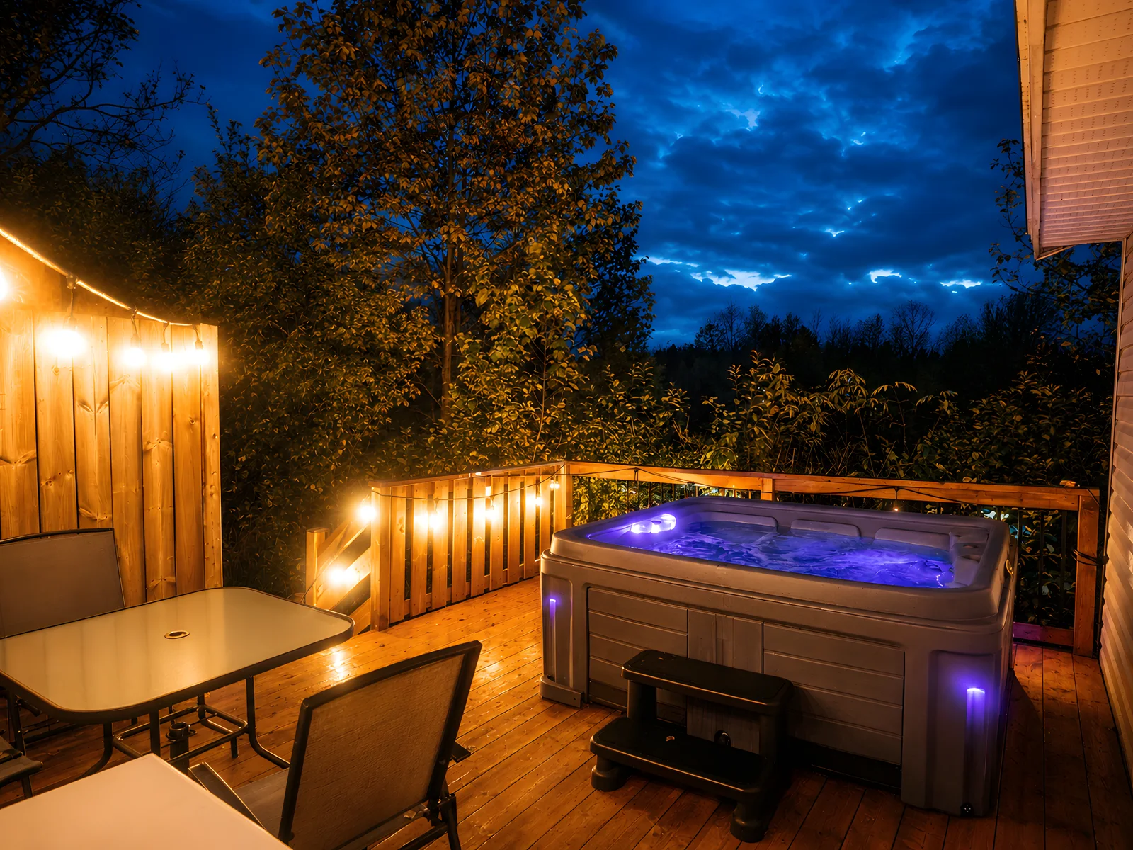 Private hot tub at 8 Rang Saint-Léon
