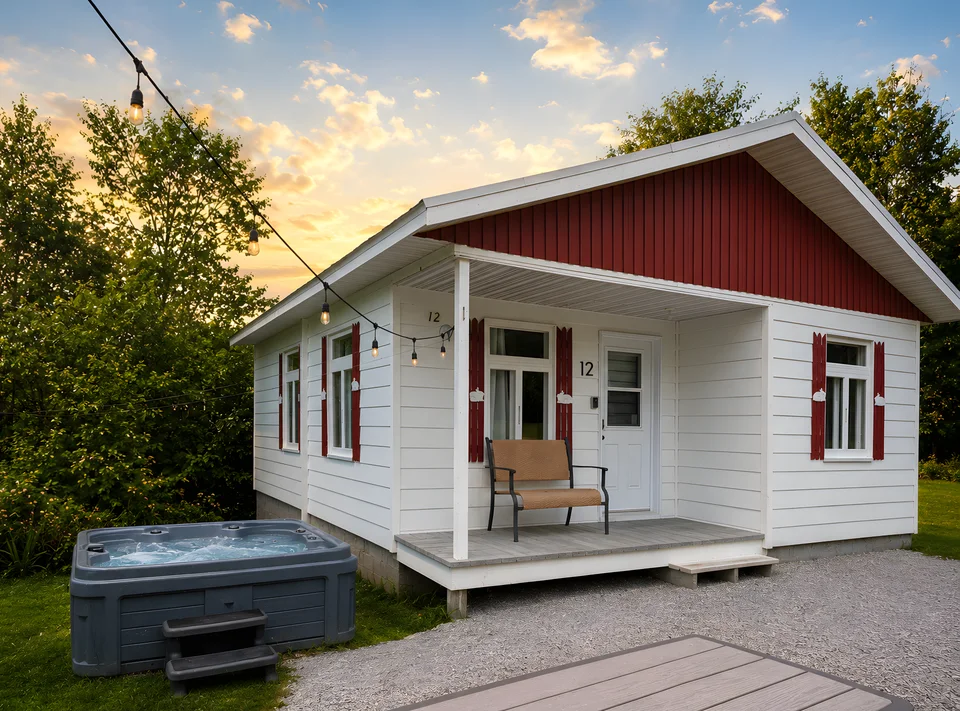 Refuge 12 rang Saint-Léon, hot tub and cottage