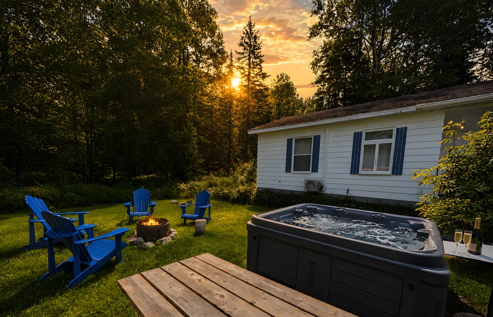 Refuge 12 rue des Dunes, hot tub and cottage